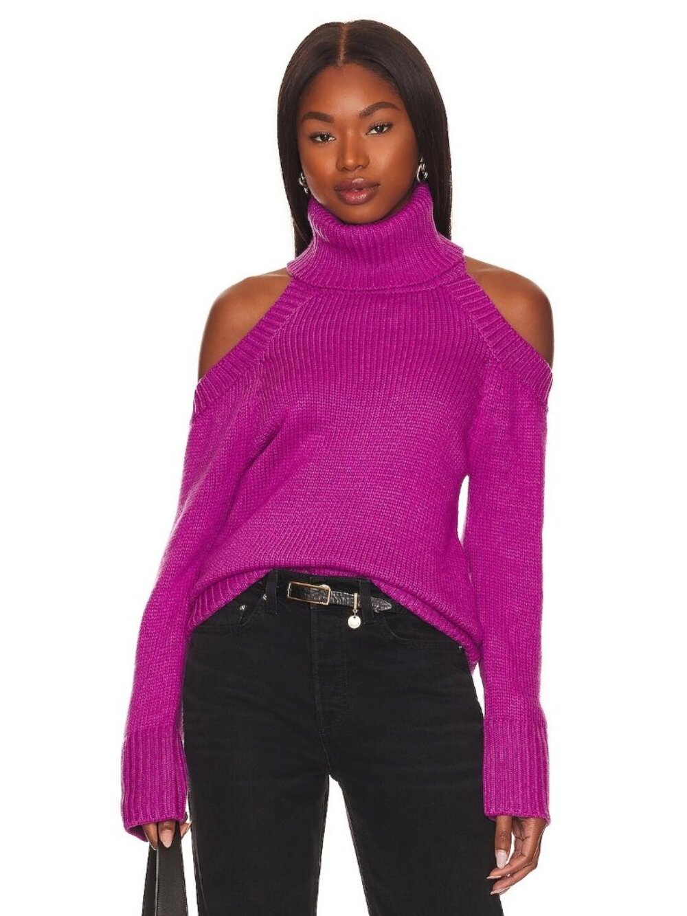 Lovers and Friends Turin Purple Backless Turtleneck Pullover Sweater NWT, Size M